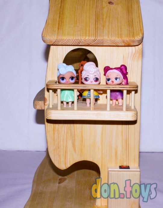 Деревянный кукольный домик Эко Мини, 50 см (покрытие маслом, электричество, балкон, окно на чердаке), фото 29