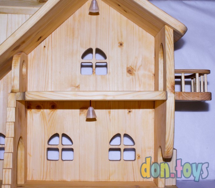 Деревянный кукольный домик Эко Мини, 50 см (покрытие маслом, электричество, балкон, окно на чердаке), фото 9