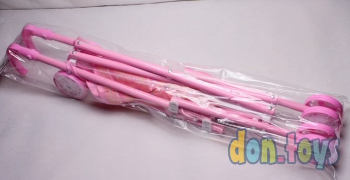 Коляска для кукол, металлическая трость, розовая, 0881, фото 2