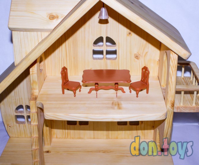 Деревянный кукольный домик Эко Мини, 50 см (покрытие маслом, электричество, балкон, окно на чердаке), фото 27