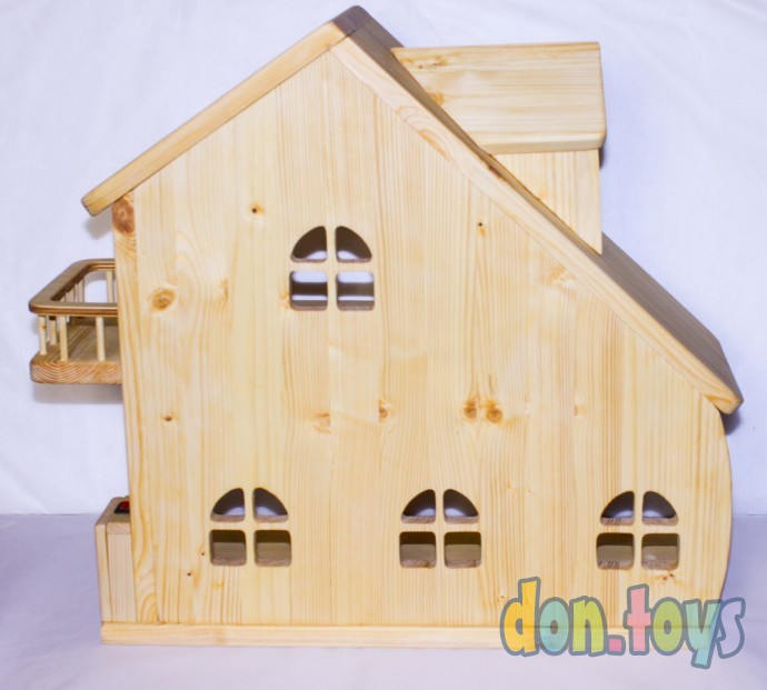 Деревянный кукольный домик Эко Мини, 50 см (покрытие маслом, электричество, балкон, окно на чердаке), фото 6