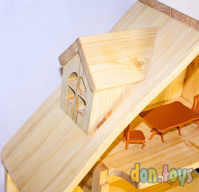 Деревянный кукольный домик Эко Мини, 50 см (покрытие маслом, электричество, балкон, окно на чердаке), фото 32