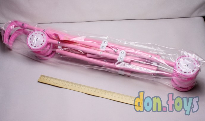 Коляска для кукол, металлическая трость, розовая, 0881, фото 3