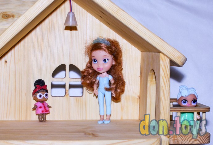 Деревянный кукольный домик Эко Мини, 50 см (покрытие маслом, электричество, балкон, окно на чердаке), фото 25