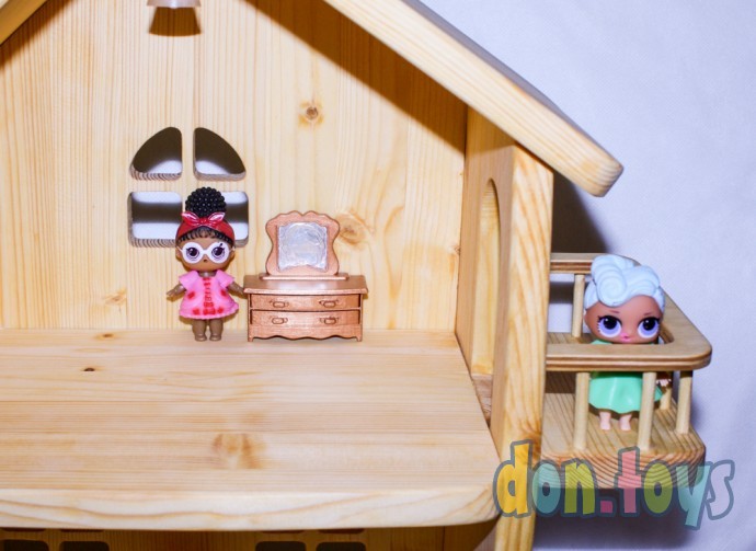 Деревянный кукольный домик Эко Мини, 50 см (покрытие маслом, электричество, балкон, окно на чердаке), фото 22