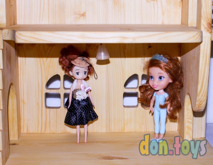 Деревянный кукольный домик Эко Мини, 50 см (покрытие маслом, электричество, балкон, окно на чердаке), фото 26
