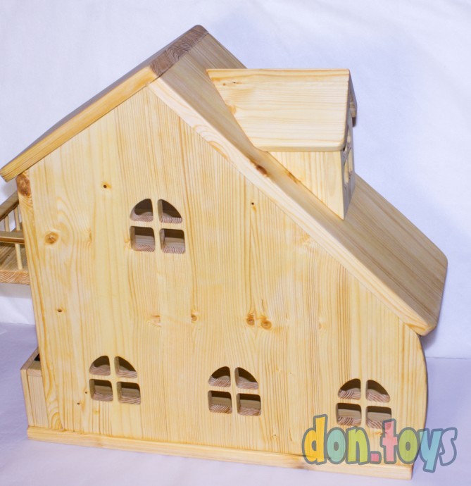 Деревянный кукольный домик Эко Мини, 50 см (покрытие маслом, электричество, балкон, окно на чердаке), фото 8