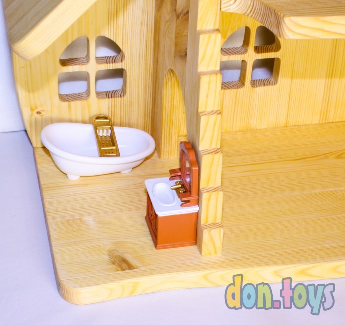 Деревянный кукольный домик Эко Мини, 50 см (покрытие маслом, электричество, балкон, окно на чердаке), фото 31