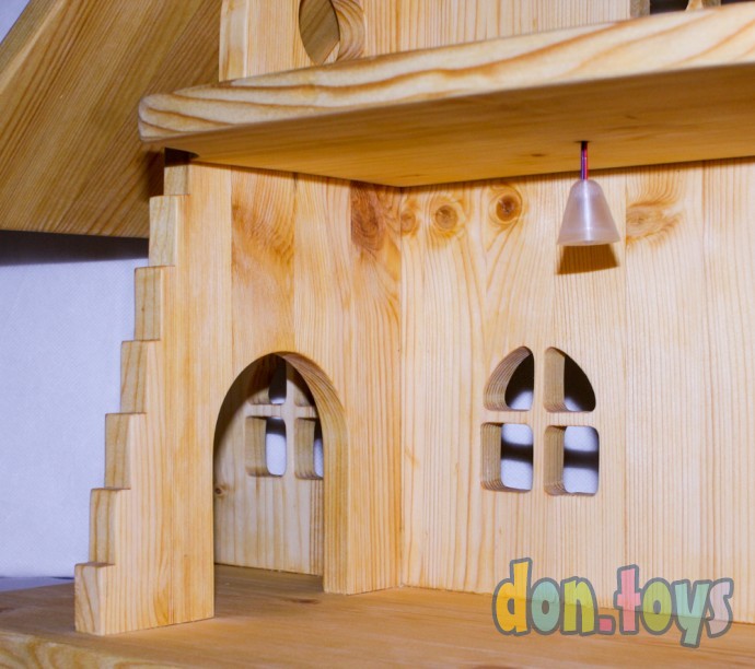 Деревянный кукольный домик Эко Мини, 50 см (покрытие маслом, электричество, балкон, окно на чердаке), фото 11