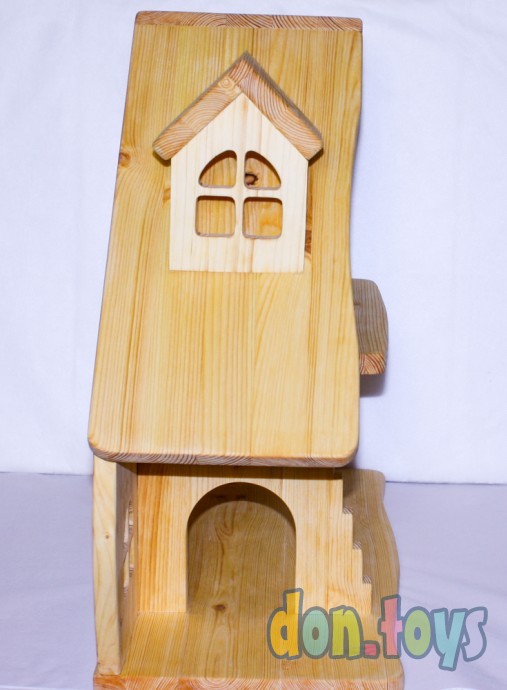 Деревянный кукольный домик Эко Мини, 50 см (покрытие маслом, электричество, балкон, окно на чердаке), фото 7