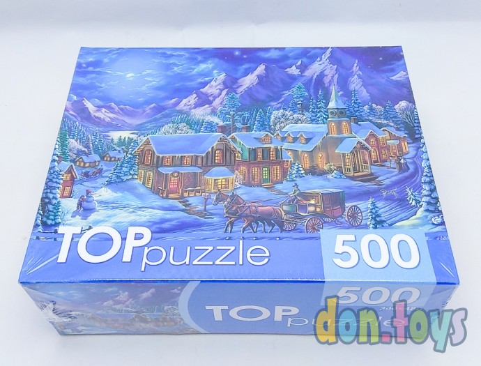 ​TOPpuzzle Пазлы 500 элементов, Зимняя деревня в горах, арт. ХТП500-6820, фото 3