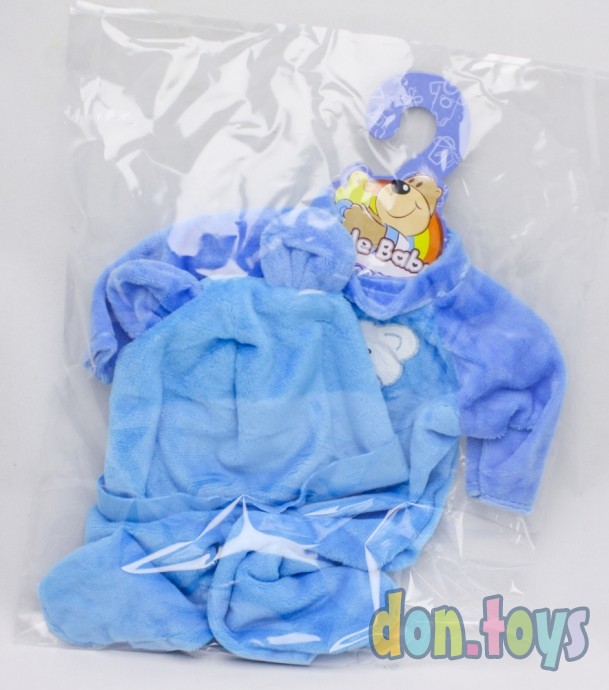 Одежда для пупса Велюровый комбинезон с шапочкой, 2 цвета, арт. 41, фото 4