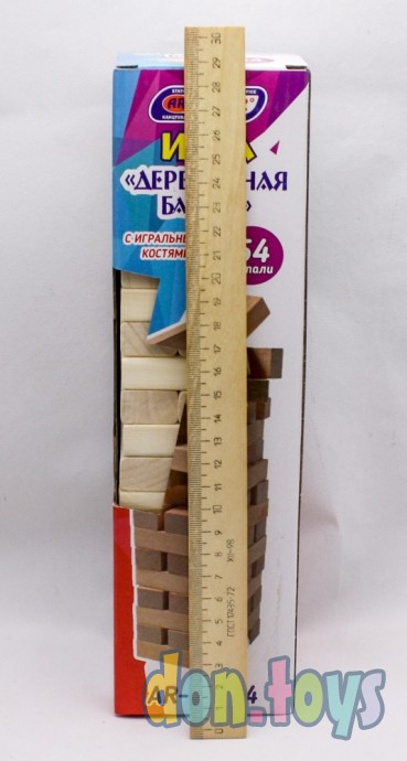 ​Игра Деревянная башня 54 бруска, с игральными костями, арт. AR-10364, фото 3