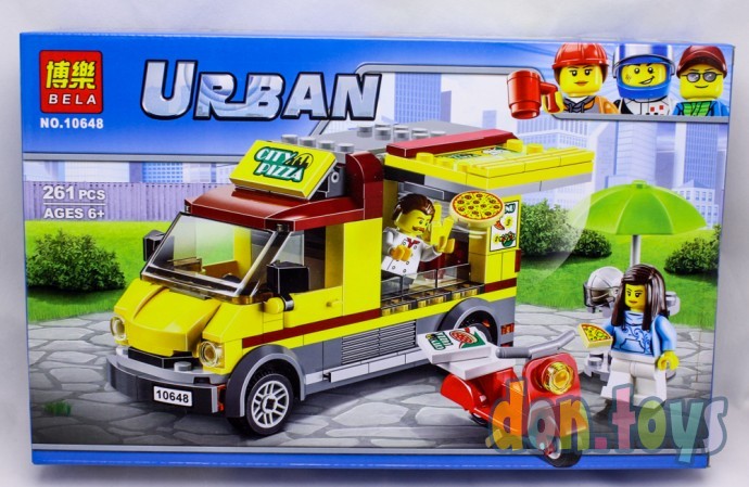 ​Конструктор Bela арт.10648 Urban (аналог Lego City 60150) "Фургон-пиццерия", 261 деталей, фото 1
