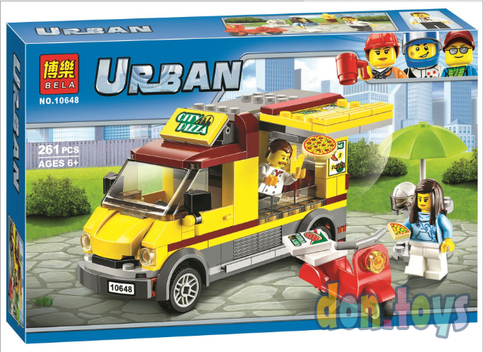 ​Конструктор Bela арт.10648 Urban (аналог Lego City 60150) "Фургон-пиццерия", 261 деталей, фото 3
