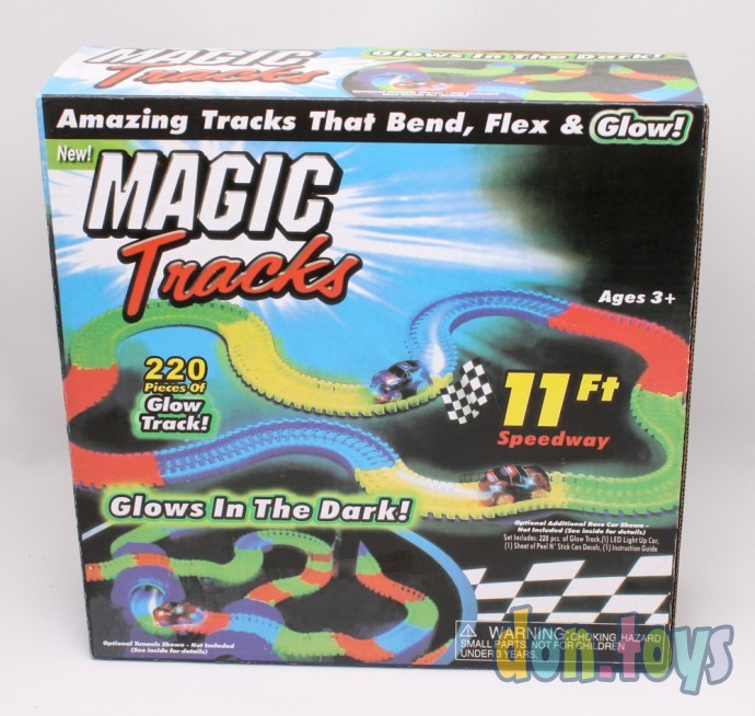 Гибкая, гоночная трасса MAGIC TRACKS, 220 разноцветных деталей трека, длина трассы 3 метра, фото 2