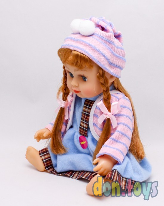 Кукла Алина в рюкзачке, шапка с бубончиками, разговаривает, арт. 5142, фото 3