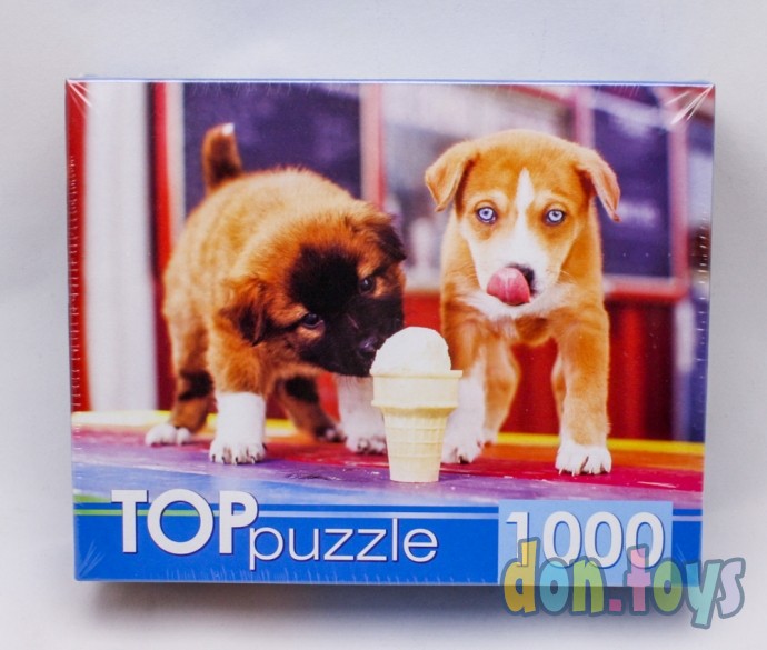 ​TOPpuzzle Пазлы 1000 элементов, Щенки и мороженое, арт. ГИТП1000-2174, фото 1