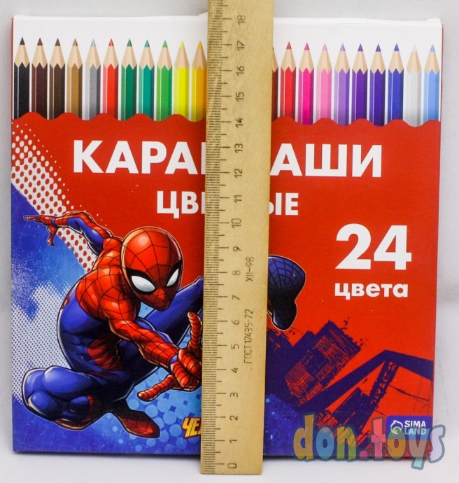 ​Лицензия. Карандаши 24 цвета "Супергерой", заточенные, шестигранные, Человек-паук, арт. 5012644, фото 2