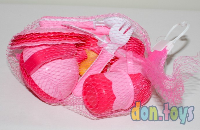 ​Игрушечка посуда для кукол розовая в сетке, фото 1