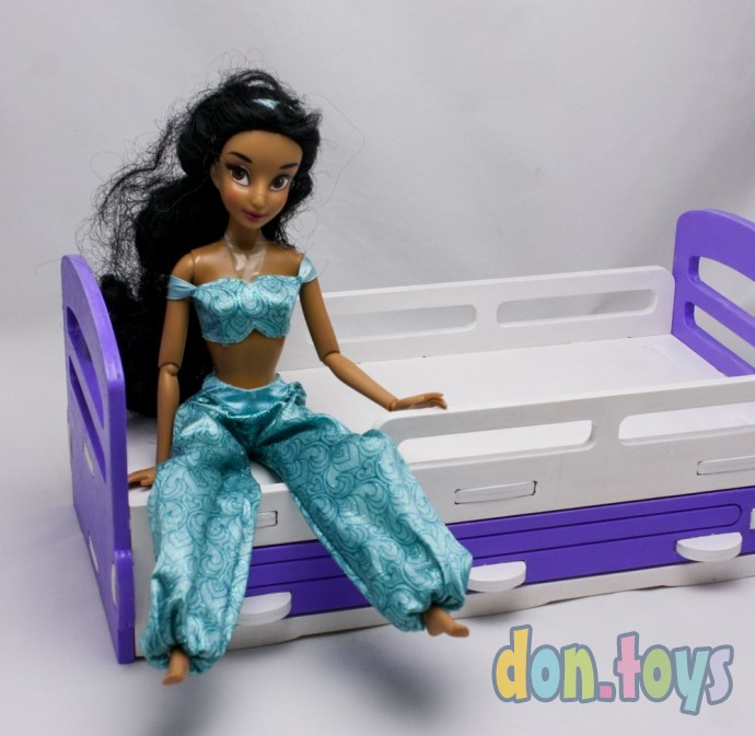 ​Деревянная кроватка для кукол типа Барби с выдвижным ящиком (ручная работа окрашенная), фото 17