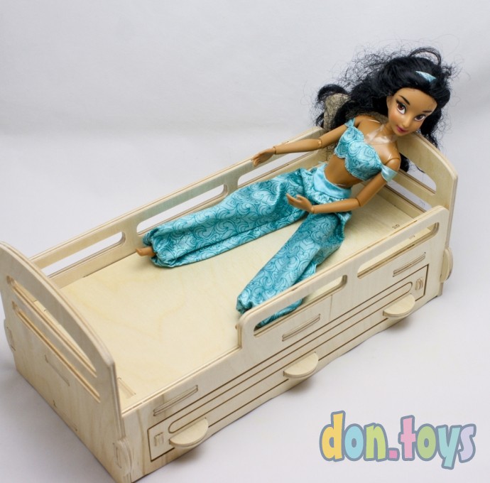 Деревянная кроватка для кукол типа Барби с выдвижным ящиком, фото 32