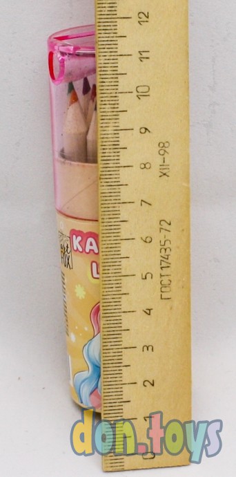 Набор цветных карандашей мини в тубусе «Девчуля», 12 шт, с точилкой, арт. 7688269, фото 2