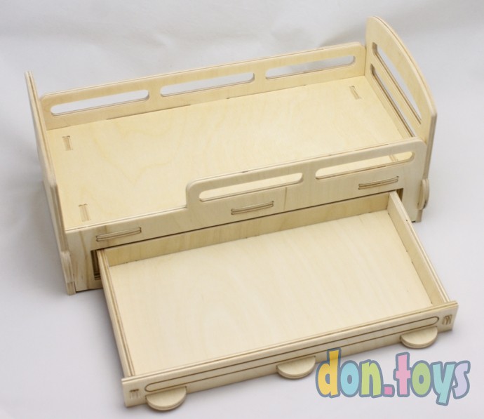Деревянная кроватка для кукол типа Барби с выдвижным ящиком, фото 31