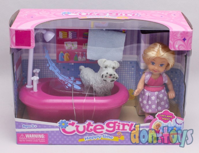 ​Игровой набор Кукла 11 см с ванной и собачкой, фото 2
