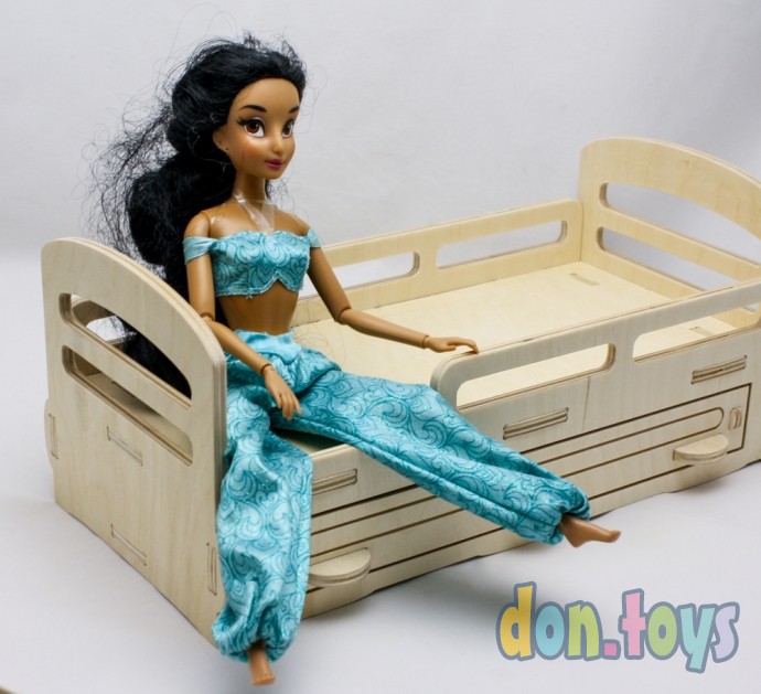 Деревянная кроватка для кукол типа Барби с выдвижным ящиком, фото 35