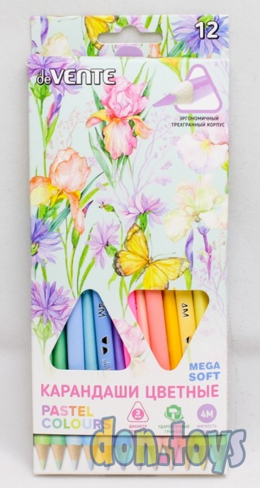 ​Карандаши 12 цветов, deVENTE Trio Mega Soft Pastel, пастельные цвета, арт. 6029857, фото 1