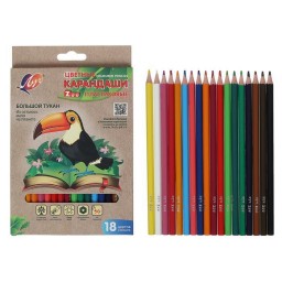 ​Цветные карандаши 18 цветов ZOO, пластиковые, шестигранные, арт. 5274929