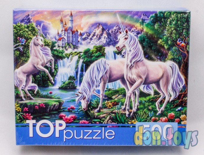 ​TOPpuzzle Пазлы 500 элементов, Единороги и замок, арт. ХТП500-4237, фото 1