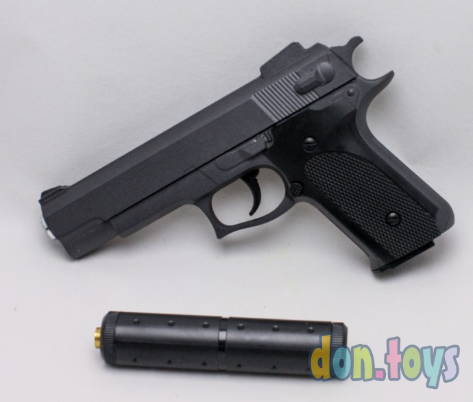 ​Детский металлический пистолет с глушителем на пластиковых пульках, арт. K-33A, фото 5