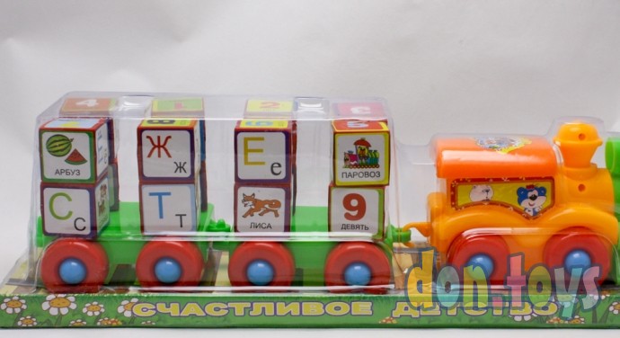 ​Развивающая игрушка "Каталка-паровоз" с кубиками, фото 7
