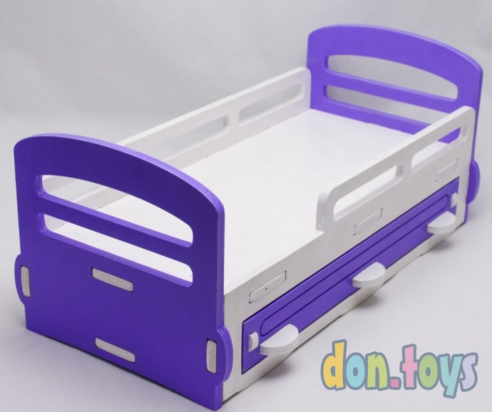 ​Деревянная кроватка для кукол типа Барби с выдвижным ящиком (ручная работа окрашенная), фото 9