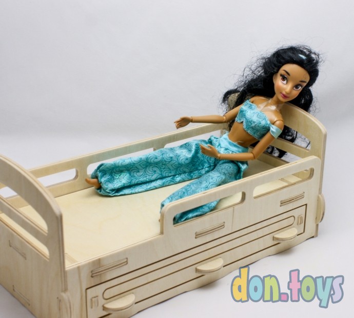 Деревянная кроватка для кукол типа Барби с выдвижным ящиком, фото 33