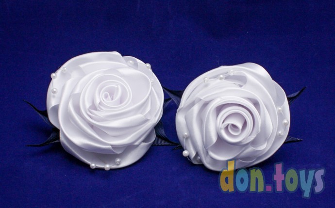 ​Резинки для волос Белые розы с бусинами, 2 шт., фото 1