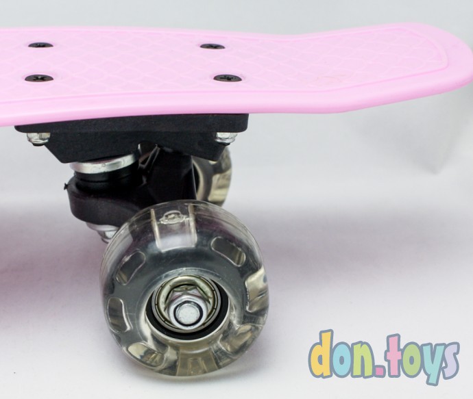 ​Пенни борд (скейт), аналог, бледно-розовый светящиеся колеса, фото 6