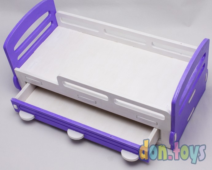 ​Деревянная кроватка для кукол типа Барби с выдвижным ящиком (ручная работа окрашенная), фото 12