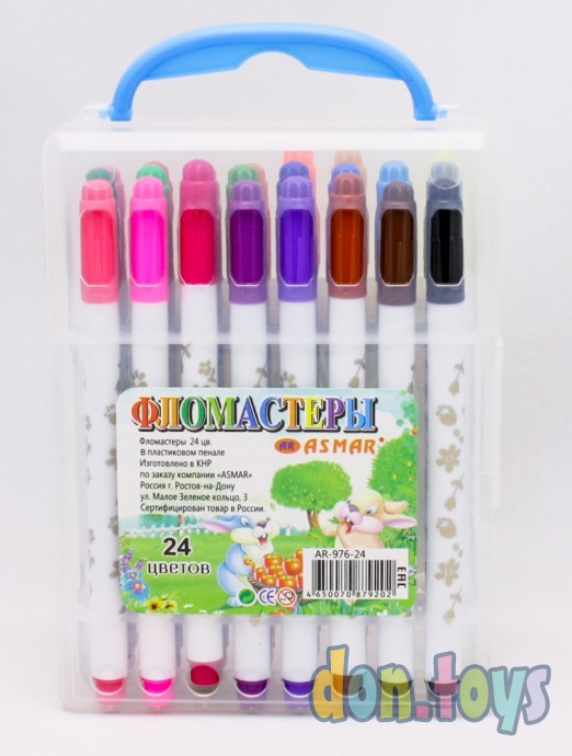 ​Фломастеры Asmar 24 цвета в пластиковом пенале, арт.AR-976-24, фото 4