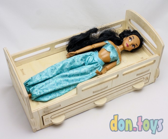 Деревянная кроватка для кукол типа Барби с выдвижным ящиком, фото 19