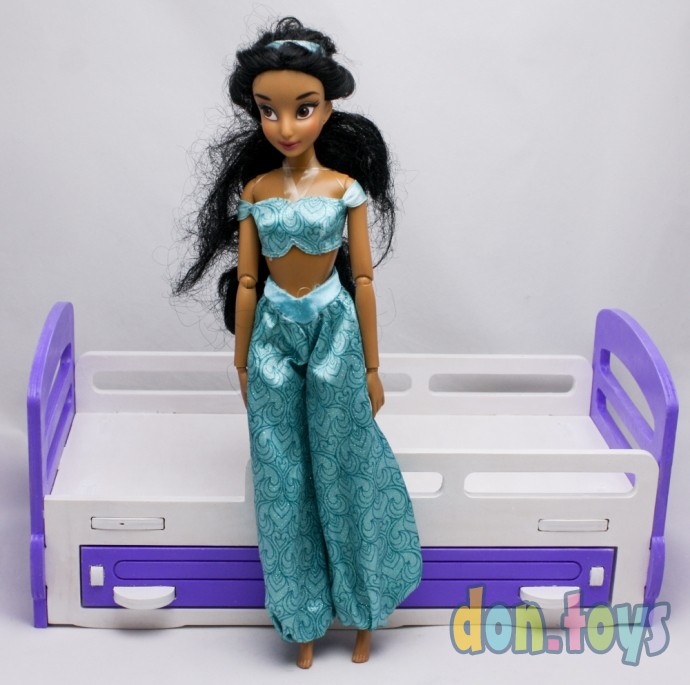 ​Деревянная кроватка для кукол типа Барби с выдвижным ящиком (ручная работа окрашенная), фото 2