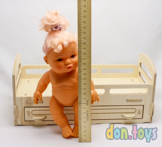 Деревянная кроватка для кукол типа Барби с выдвижным ящиком, фото 15