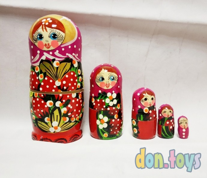 ​Матрёшка 5-ти кукольная "Катя" ягоды , 12-13 см, ручная роспись, арт. 6032601, фото 1