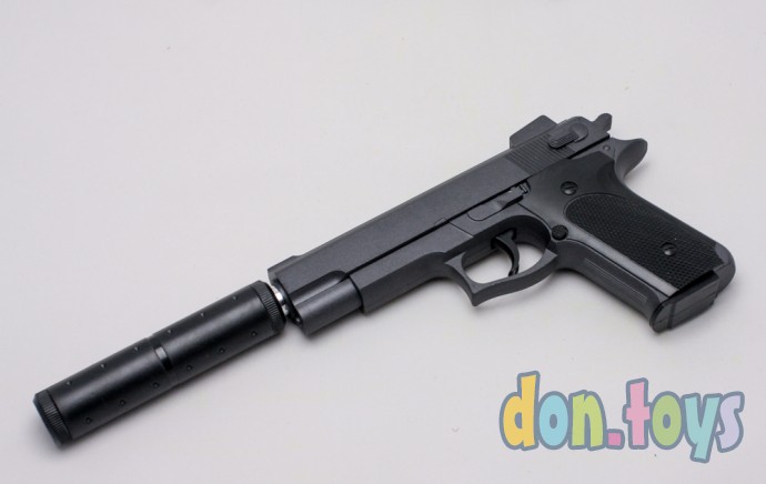 ​Детский металлический пистолет с глушителем на пластиковых пульках, арт. K-33A, фото 7