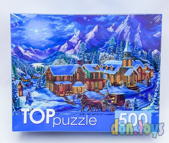 ​TOPpuzzle Пазлы 500 элементов, Зимняя деревня в горах, арт. ХТП500-6820, фото 1