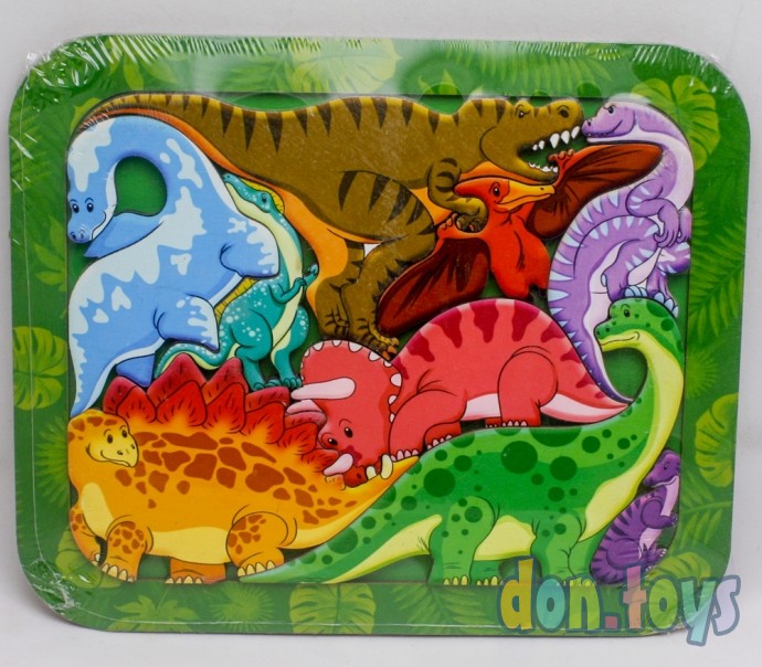 ​Деревянный зоопазл "Динозавры", 9 деталей, фото 1