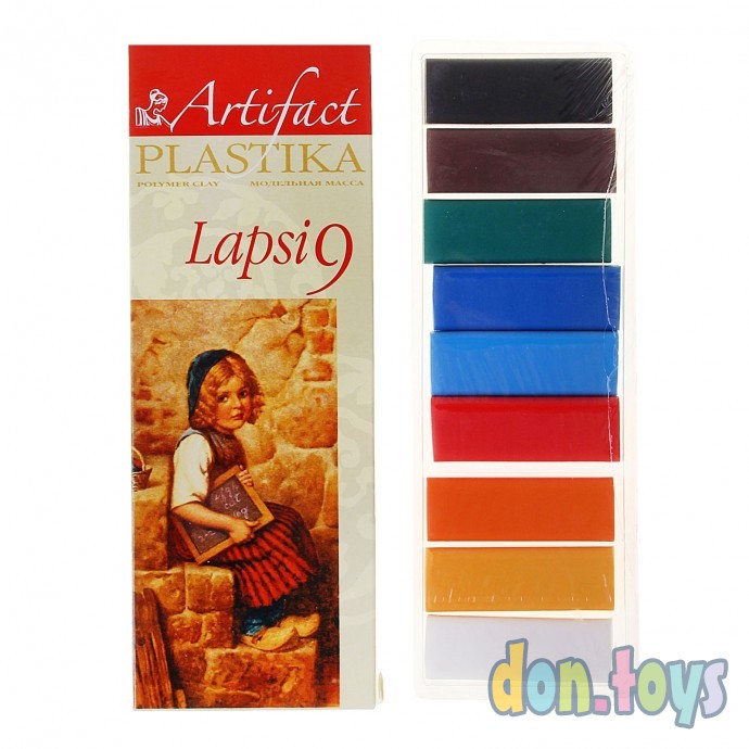​Набор пластики Артефакт LAPSI 9 классических цветов 180г, арт. 7109-8, фото 1
