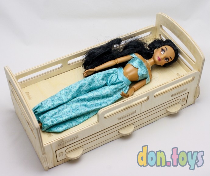 Деревянная кроватка для кукол типа Барби с выдвижным ящиком, фото 17